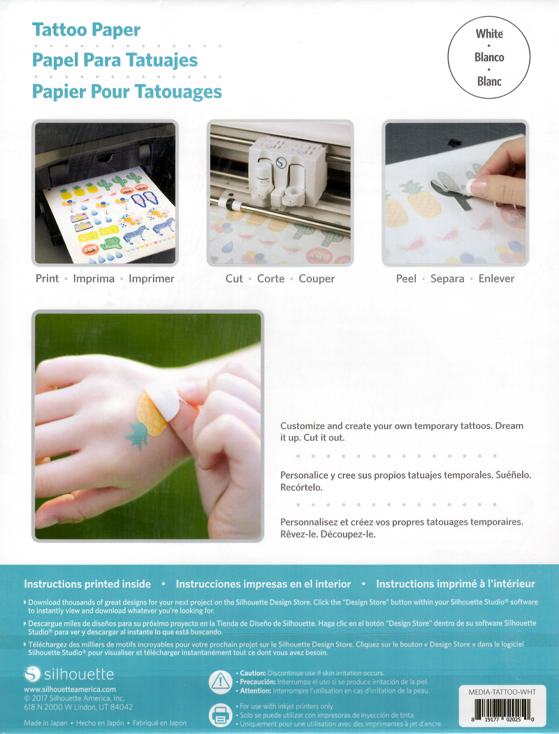Temporary Tattoo Paper - White
